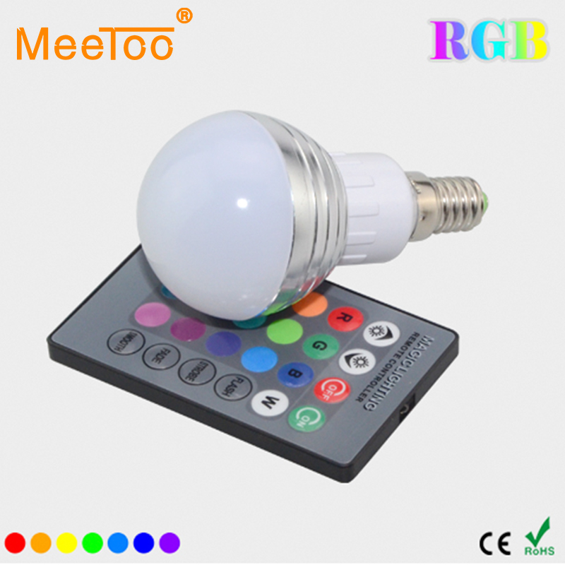  ȭ E14 9W RGB LED  110V 220V 16    KTV RGB   LampRemote /New Year Lighting E14 9W RGB LED Lamp 110V 220V 16 Color Change RGB B